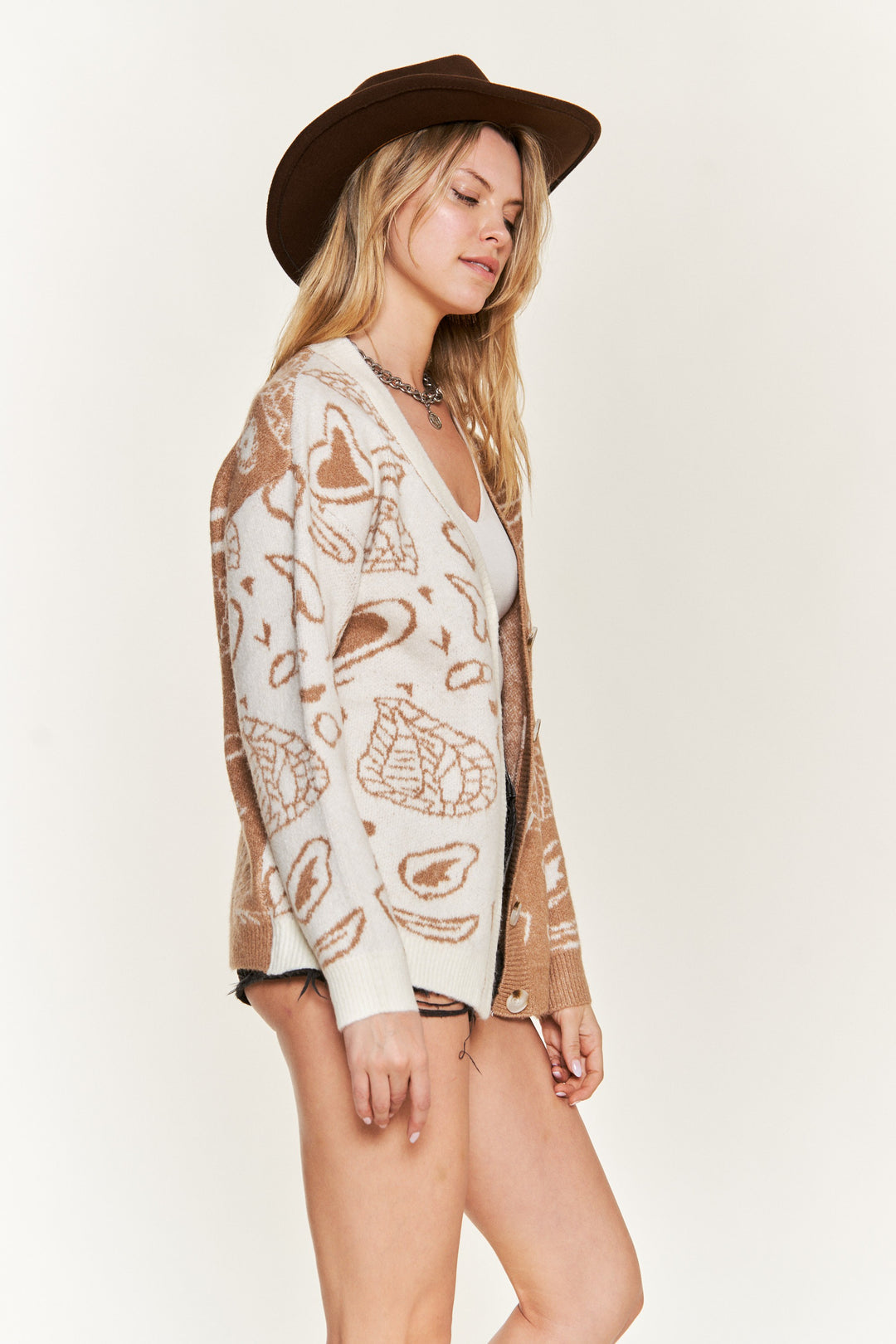 Heart Paisley Color Block Cardigan