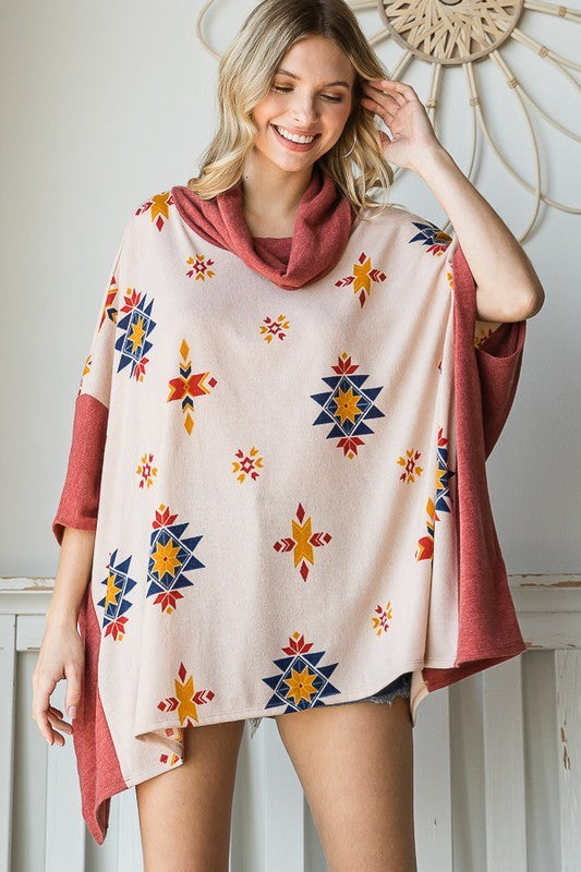 Aztec Print Poncho