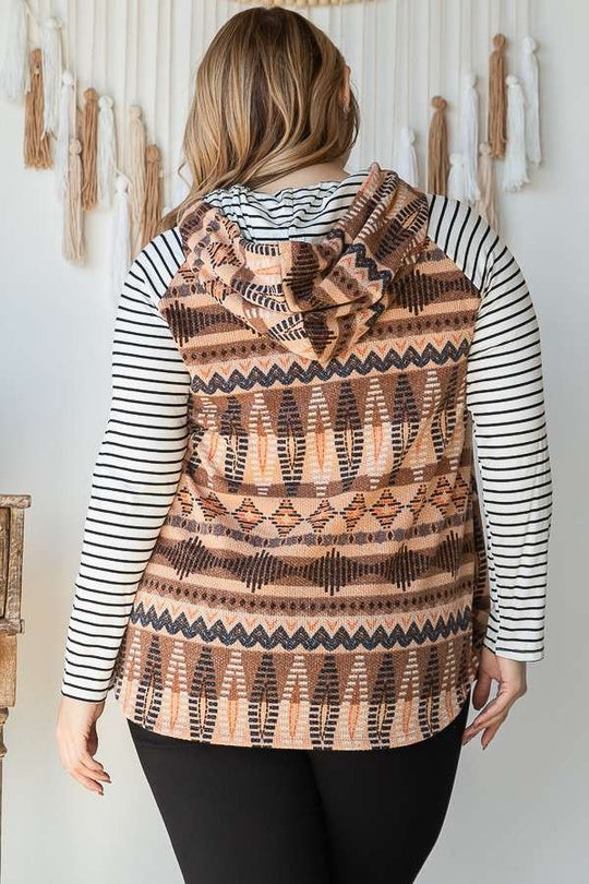 Tribal Stripe Mix Hoodie