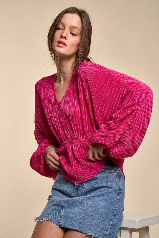 V-Neck Dolman Sleeve Blouse