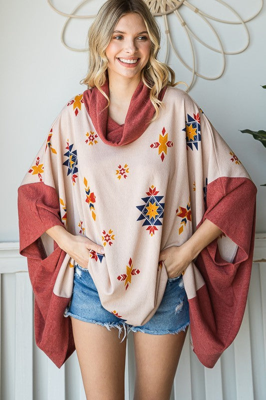 Aztec Print Poncho