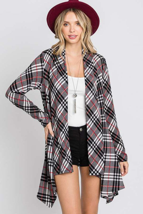 Diagonal Plaid Cardigan