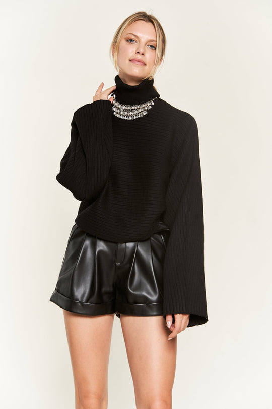 Mock Neck Wide Sleeve Top