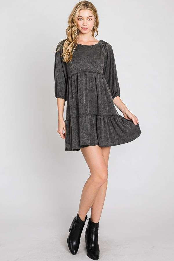 Solid Rib Babydoll Dress