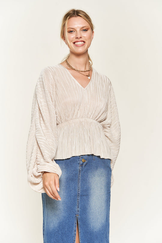 V-Neck Dolman Sleeve Blouse