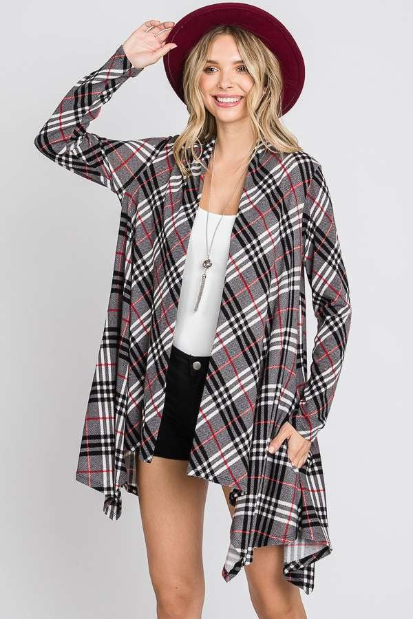 Diagonal Plaid Cardigan