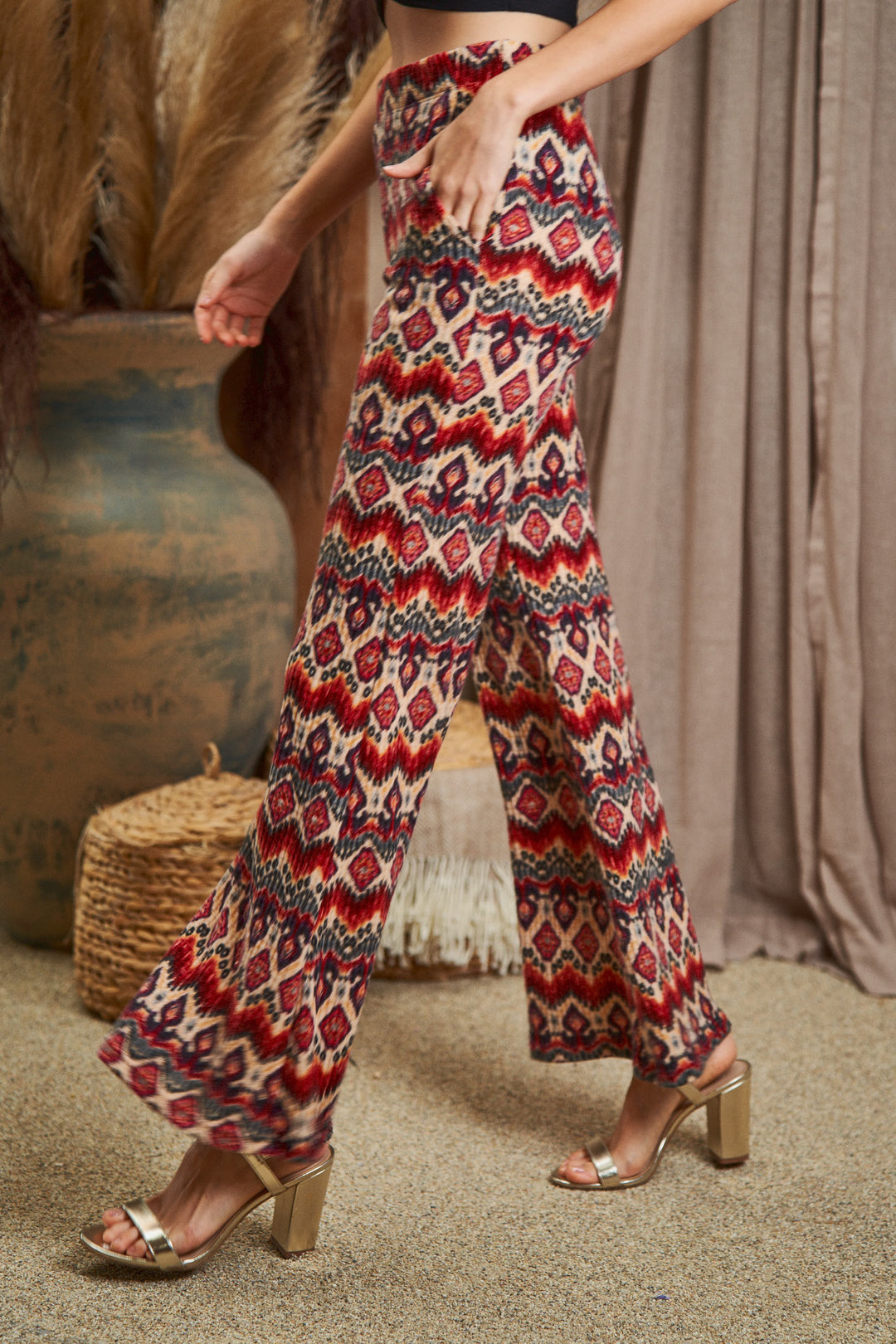 High Waist Boho Print Pants