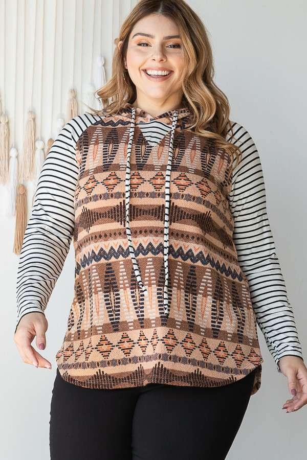 Tribal Stripe Mix Hoodie