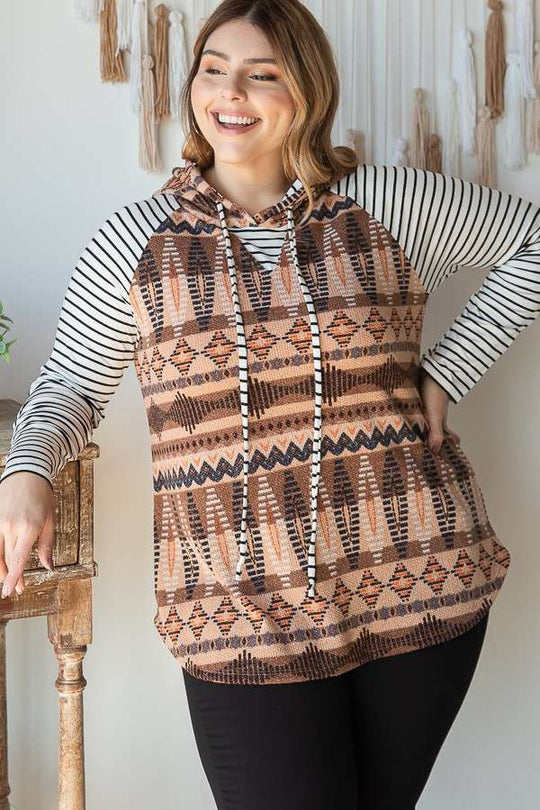 Tribal Stripe Mix Hoodie