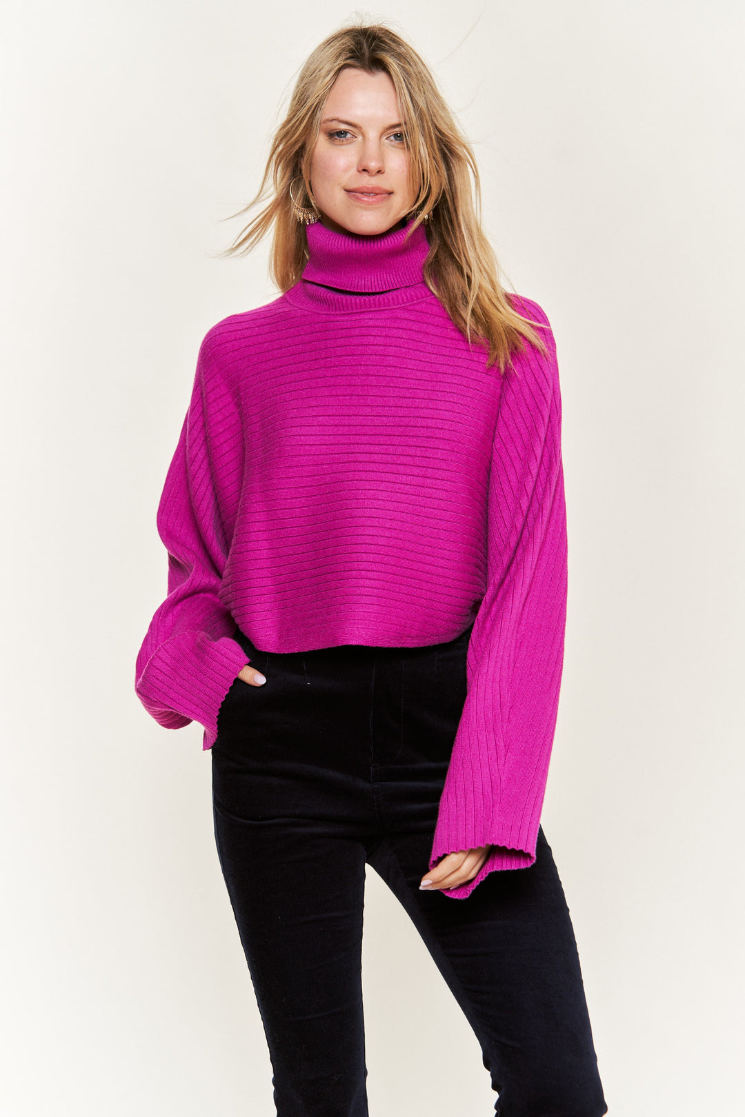 Mock Neck Wide Sleeve Top