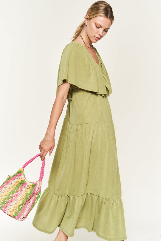 Ruffle Sleeve Maxi Dress