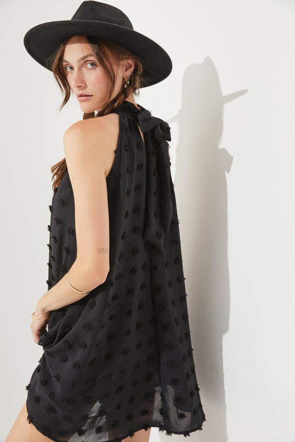 Polka Dot Hairball Halter Neck Dress